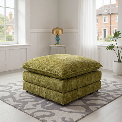 Solaya Green Fabric Footstool