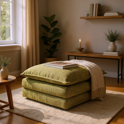 Solaya Green Fabric Footstool