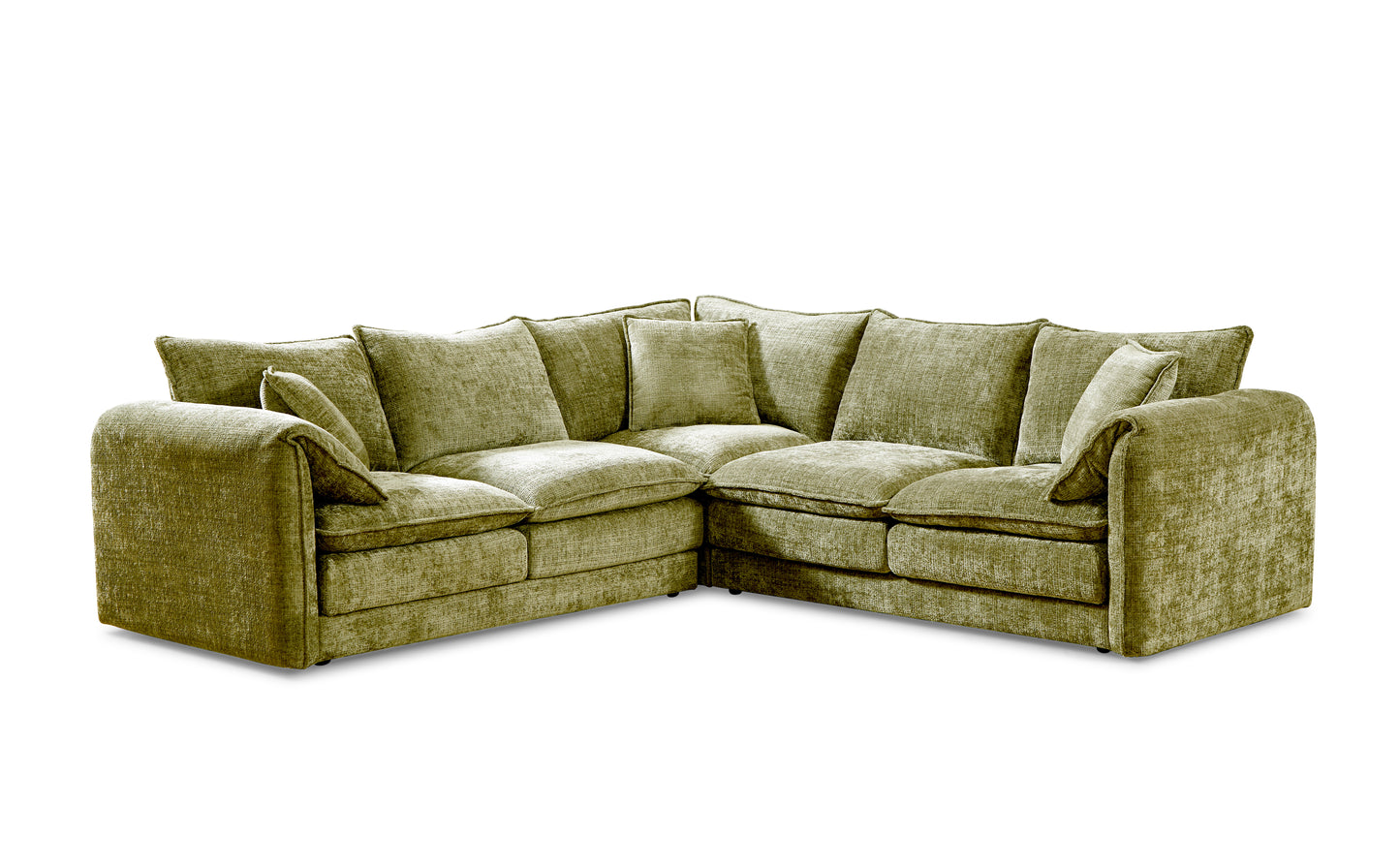 Solaya Green Fabric Large Corner Sofa