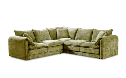 Solaya Green Fabric Large Corner Sofa
