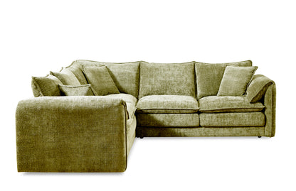 Solaya Green Fabric Large Corner Sofa