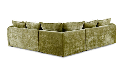 Solaya Green Fabric Large Corner Sofa