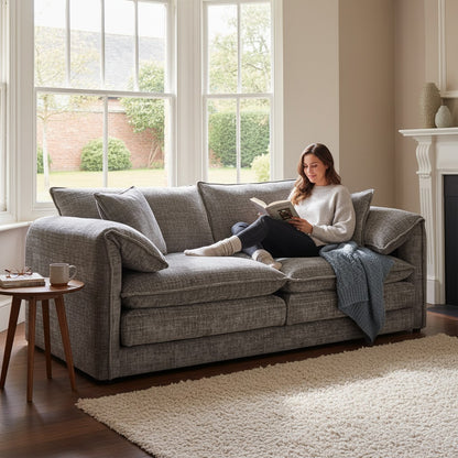 Solaya Grey Fabric 3 Seater Sofa