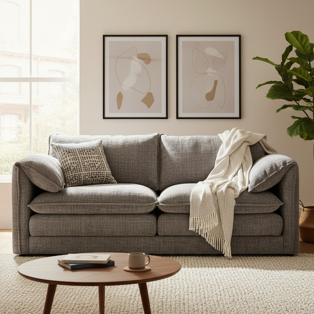 Solaya Grey Fabric 3 Seater Sofa