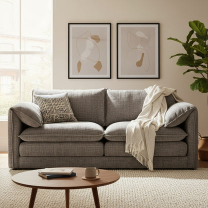 Solaya Grey Fabric 3 Seater Sofa