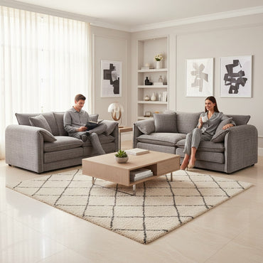 Solaya Grey Fabric 3+2 Sofa Suite