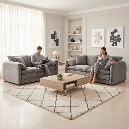 Solaya Grey Fabric 3+2 Sofa Suite