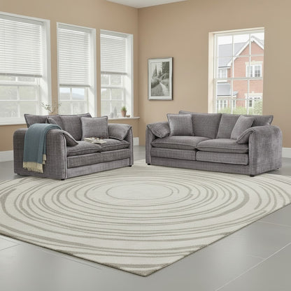 Solaya Grey Fabric 3+2 Sofa Suite