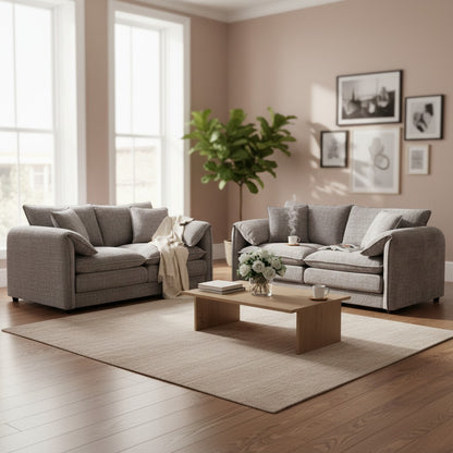 Solaya Grey Fabric 3+2 Sofa Suite