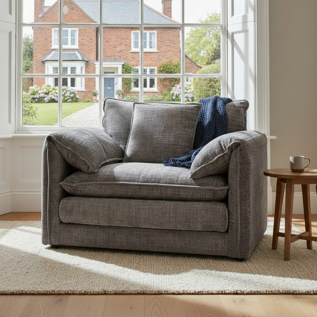 Solaya Grey Fabric Armchair