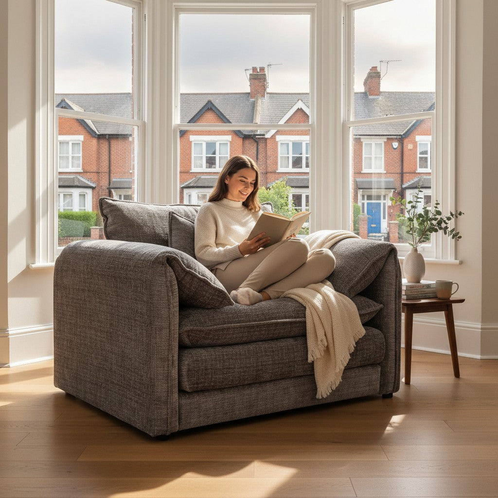 Solaya Grey Fabric Armchair