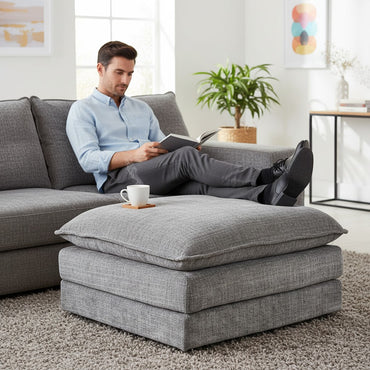 Solaya Grey Fabric Footstool
