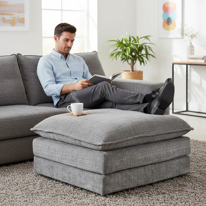 Solaya Grey Fabric Footstool
