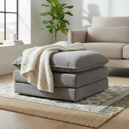 Solaya Grey Fabric Footstool