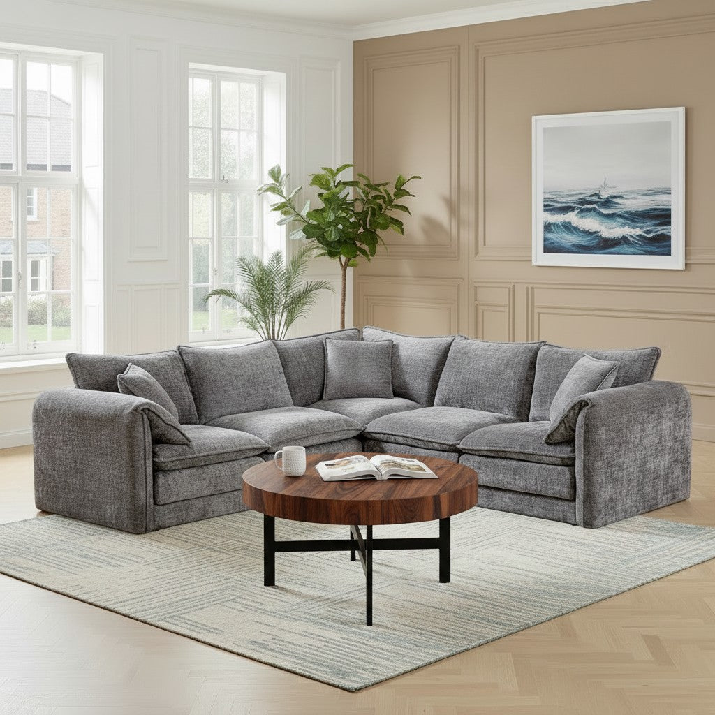 Solaya Grey Fabric Large Corner Sofa