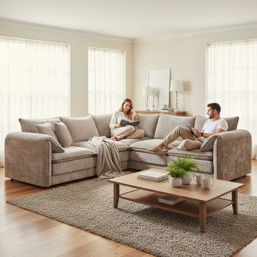 Solaya Beige Fabric Large Corner Sofa