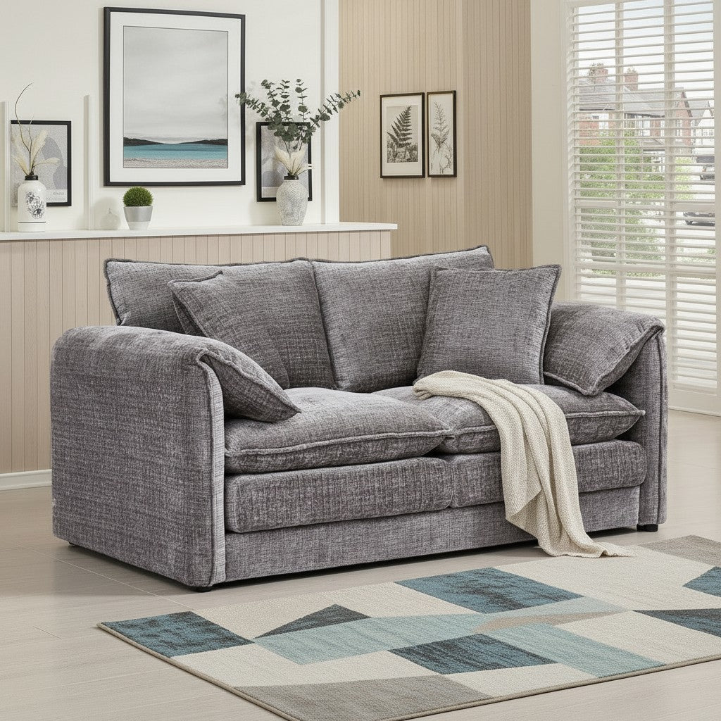 Solaya Grey Fabric 2 Seater Sofa