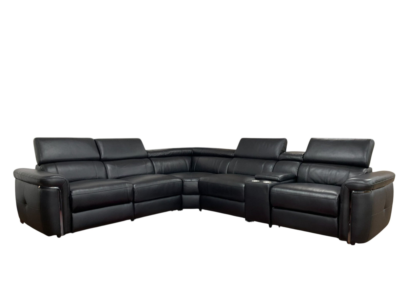 Somerville Electric Recliner Black Leather Cinema Console Large Corner Sofa