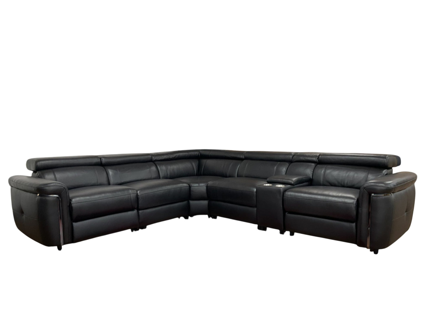 Somerville Electric Recliner Black Leather Cinema Console Large Corner Sofa