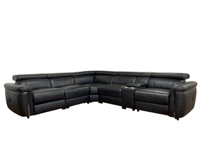 Somerville Electric Recliner Black Leather Cinema Console Large Corner Sofa