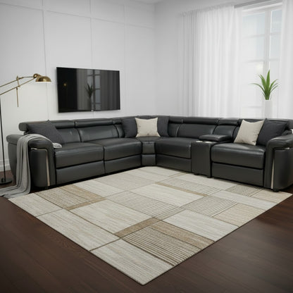 Somerville Electric Recliner Black Leather Cinema Console Large Corner Sofa