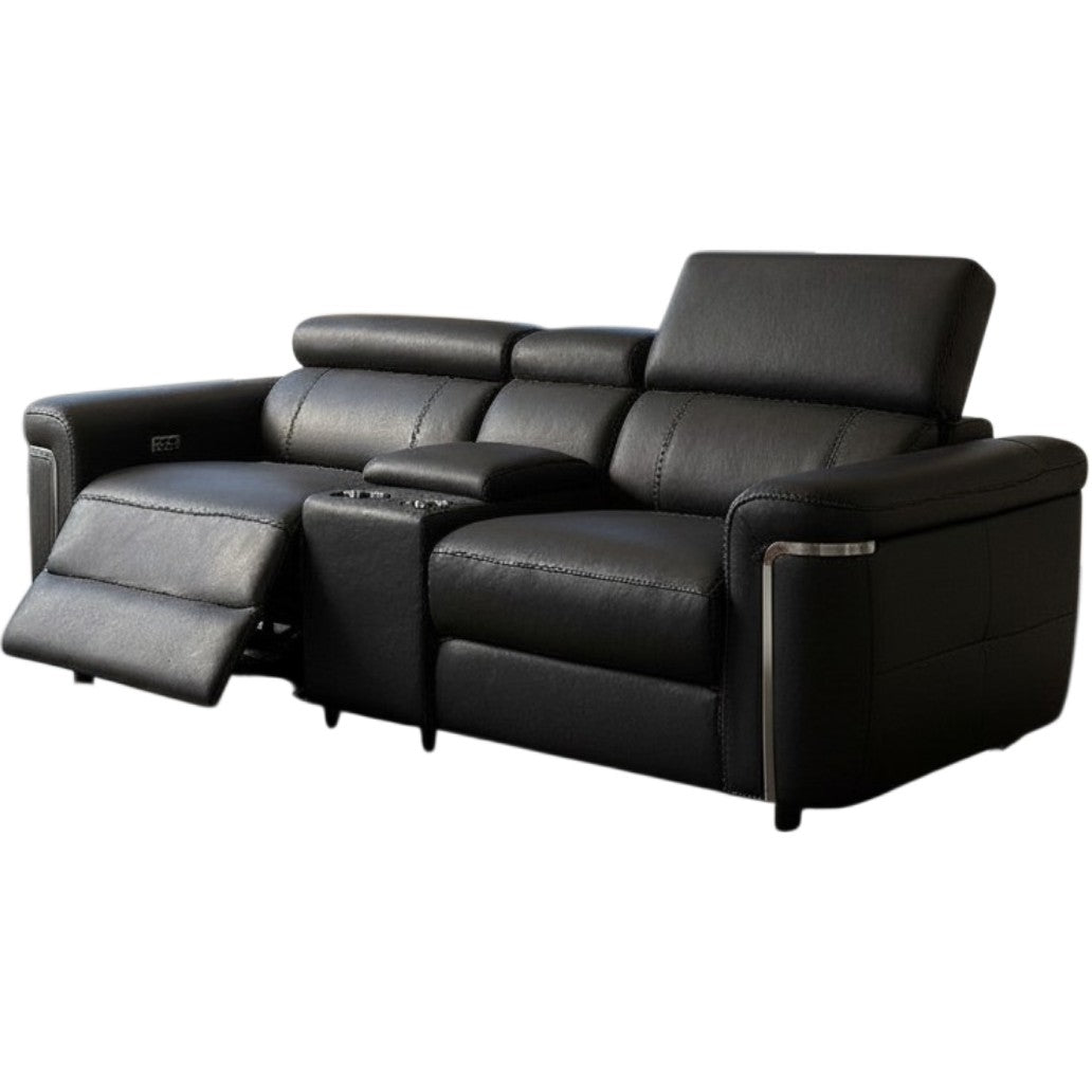 Somerville Electric Recliner Black Leather 2 Seater Sofa