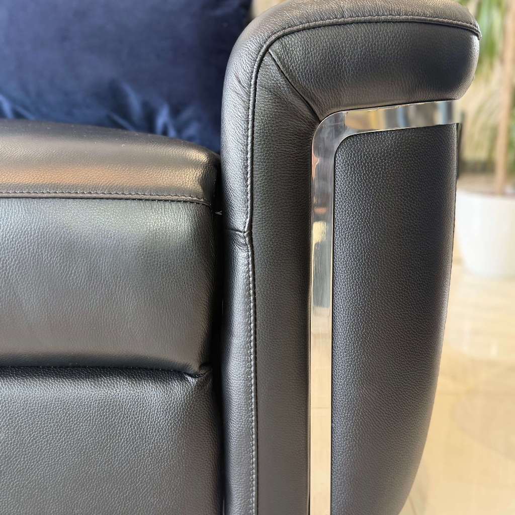 Somerville Electric Recliner Black Leather 3 Seater Sofa
