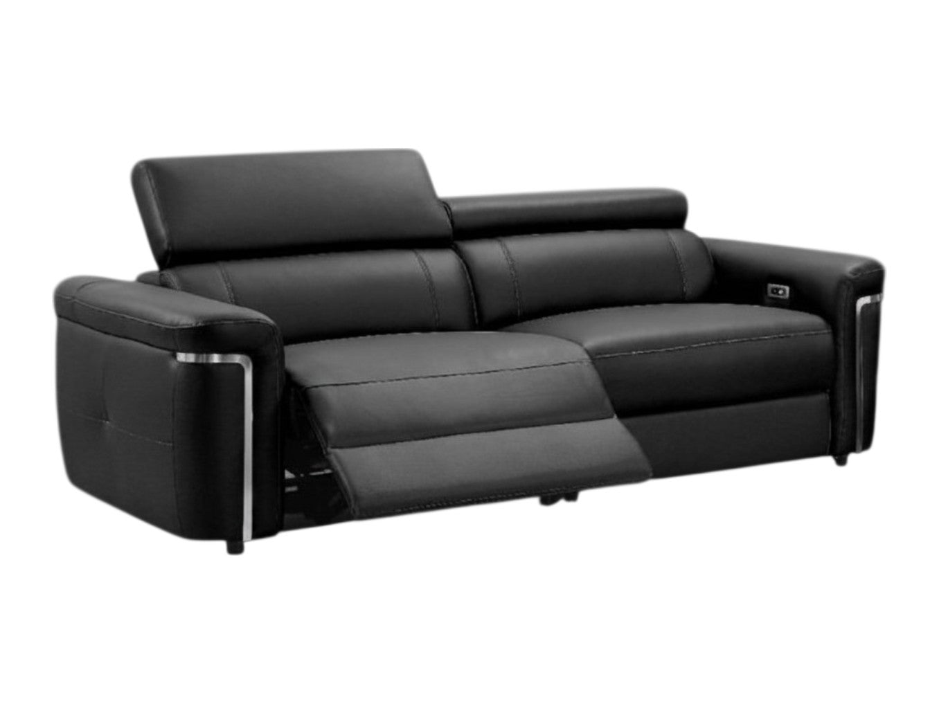Somerville Electric Recliner Black Leather 3 Seater Sofa