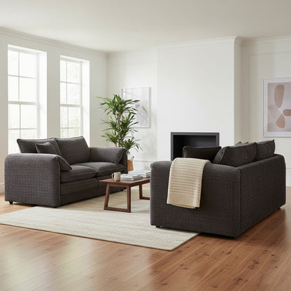 Solaya Black Fabric 3+2 Sofa Suite