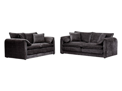 Solaya Black Fabric 3+2 Sofa Suite