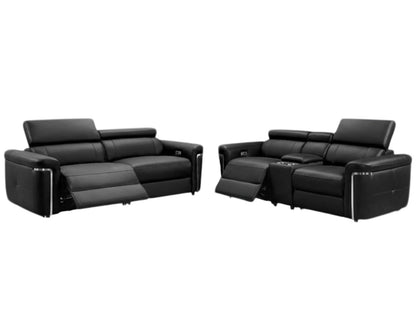 Somerville Electric Recliner Black Leather 3+2 Sofa Suite