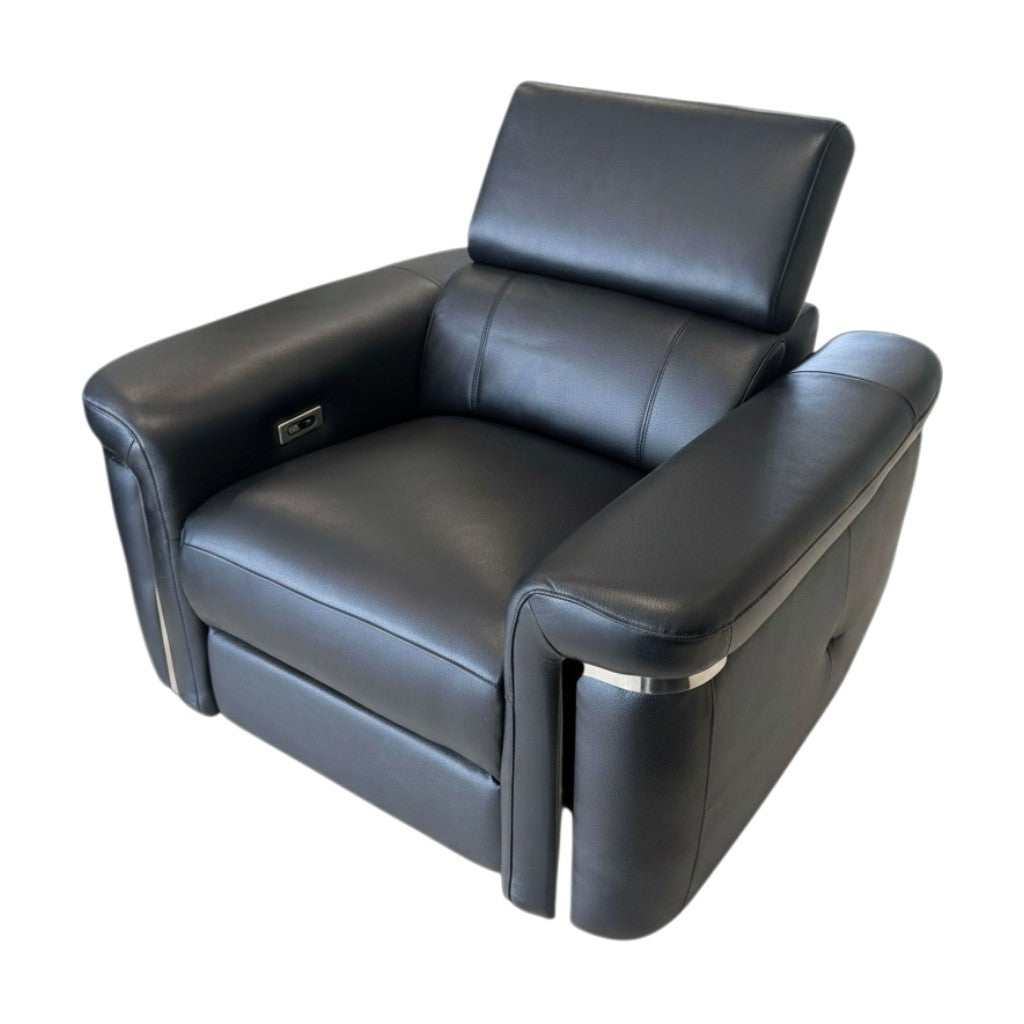 Somerville Electric Recliner Black Leather Armchair