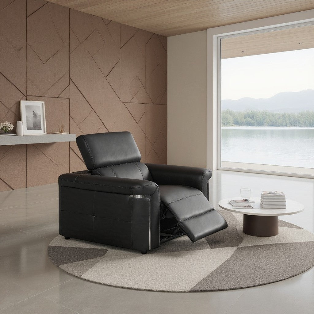 Somerville Electric Recliner Black Leather Armchair