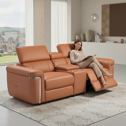 Somerville Electric Recliner Tan Leather 2 Seater Sofa