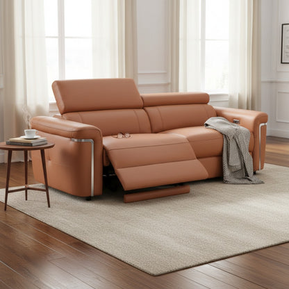 Somerville Electric Recliner Tan Leather 3 Seater Sofa