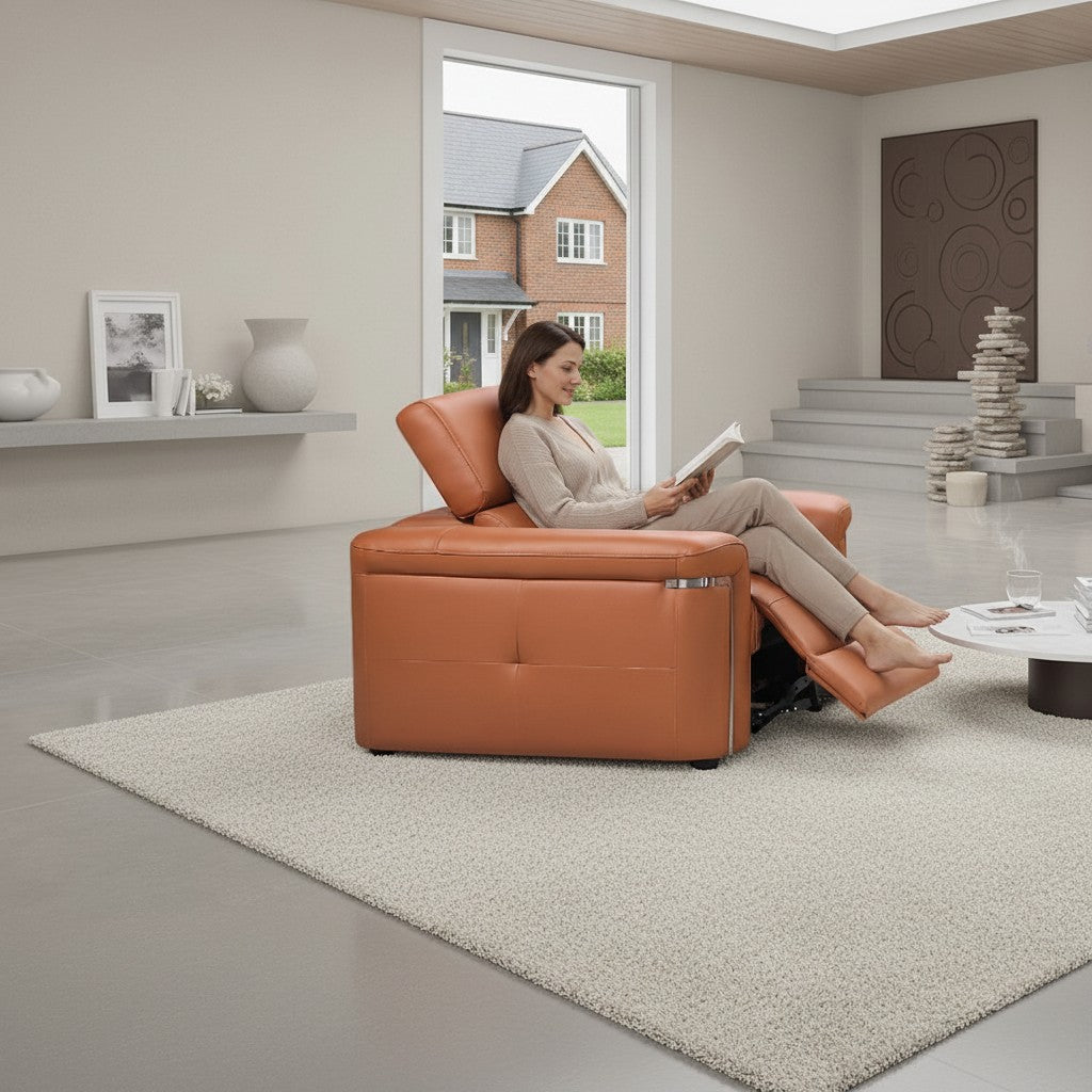 Somerville Electric Recliner Tan Leather Armchair