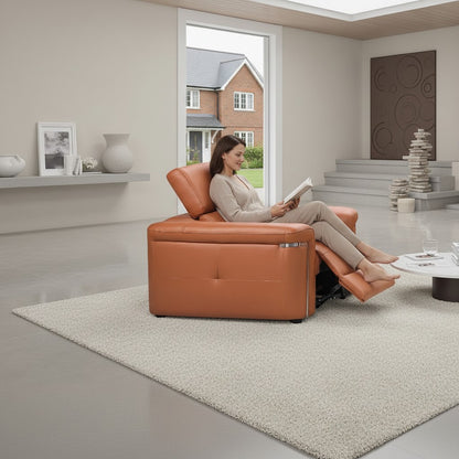 Somerville Electric Recliner Tan Leather Armchair