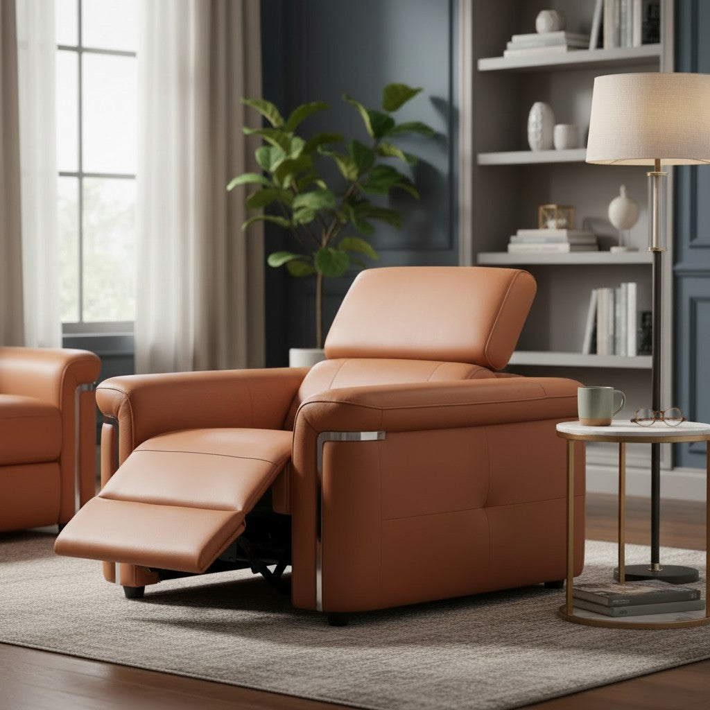 Somerville Electric Recliner Tan Leather Armchair