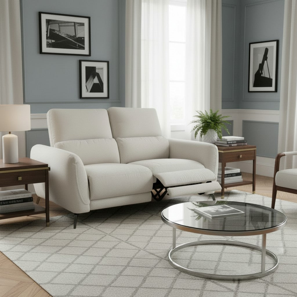Sorrento Electric Recliner Beige Fabric 2 Seater Sofa