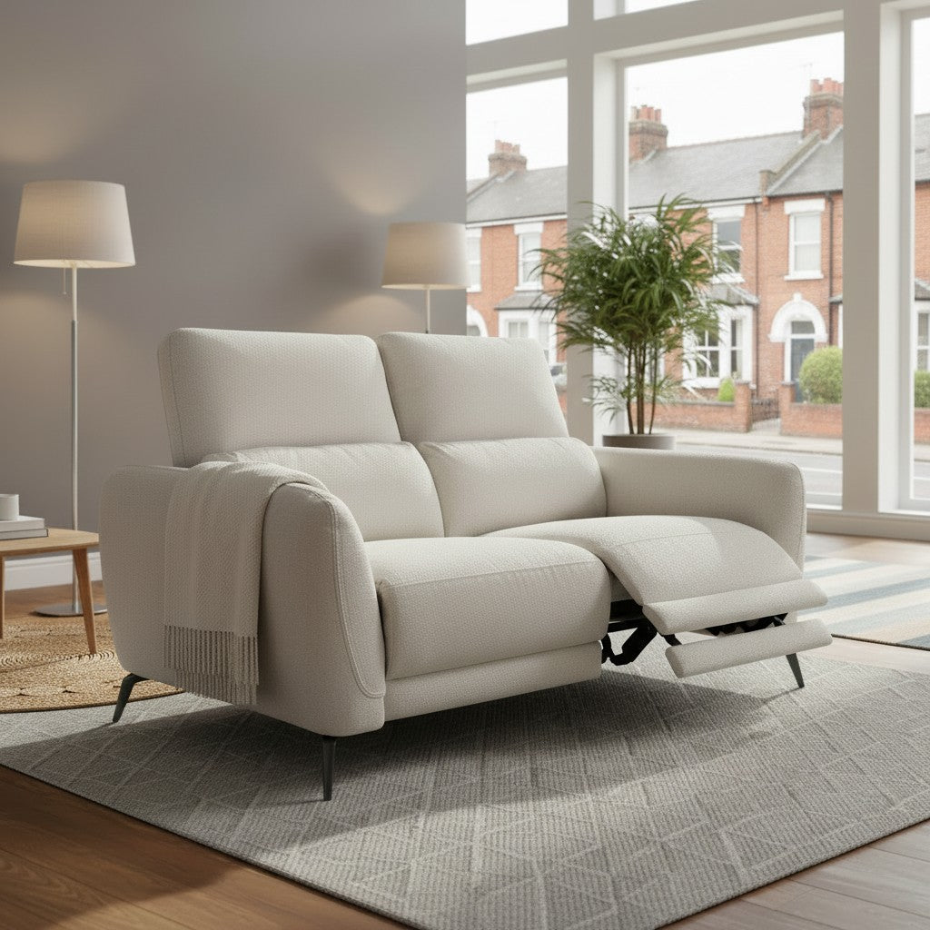 Sorrento Electric Recliner Beige Fabric 2 Seater Sofa