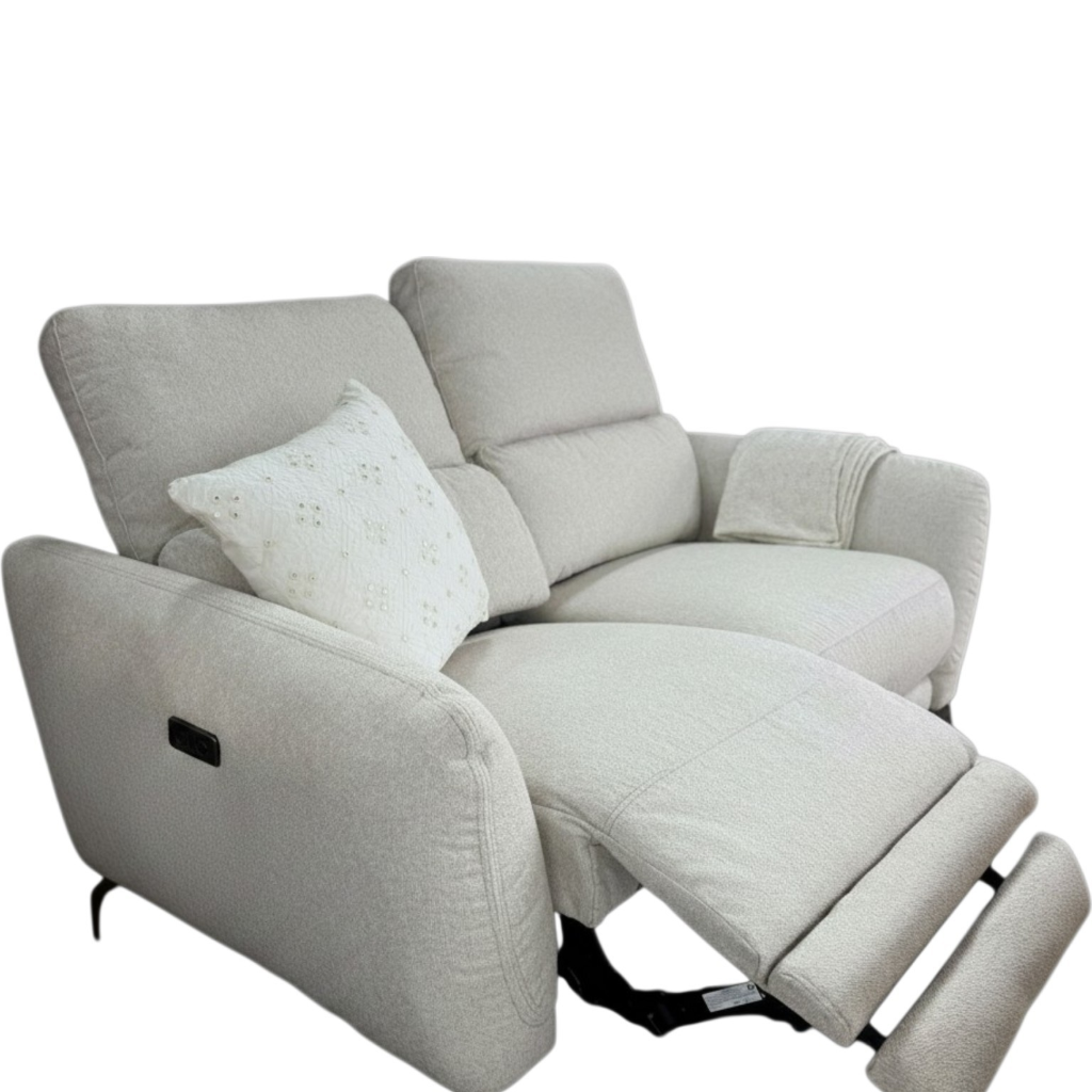 Sorrento Electric Recliner Beige Fabric 3 Seater Sofa