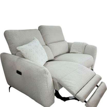 Sorrento Electric Recliner Beige Fabric 3 Seater Sofa