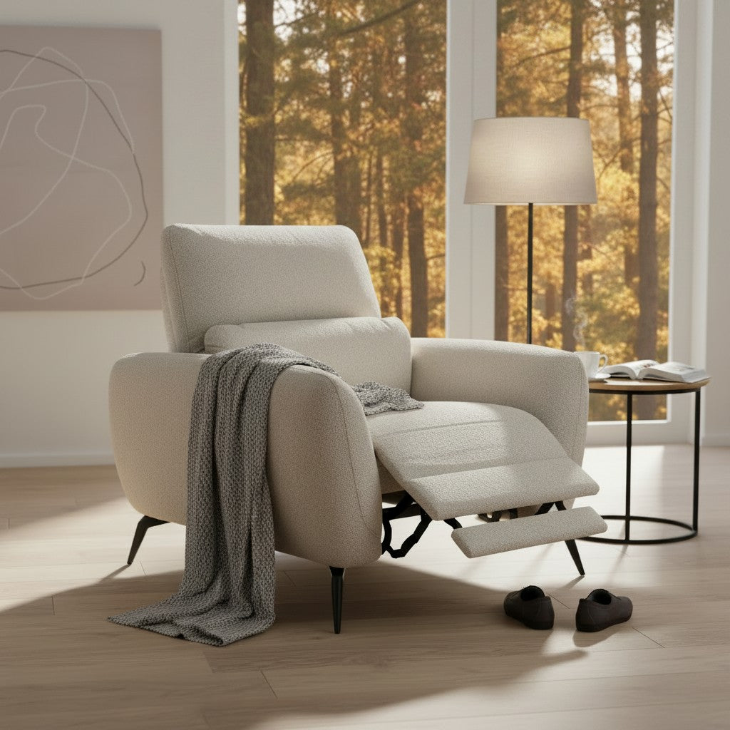 Sorrento Electric Recliner Beige Fabric Armchair