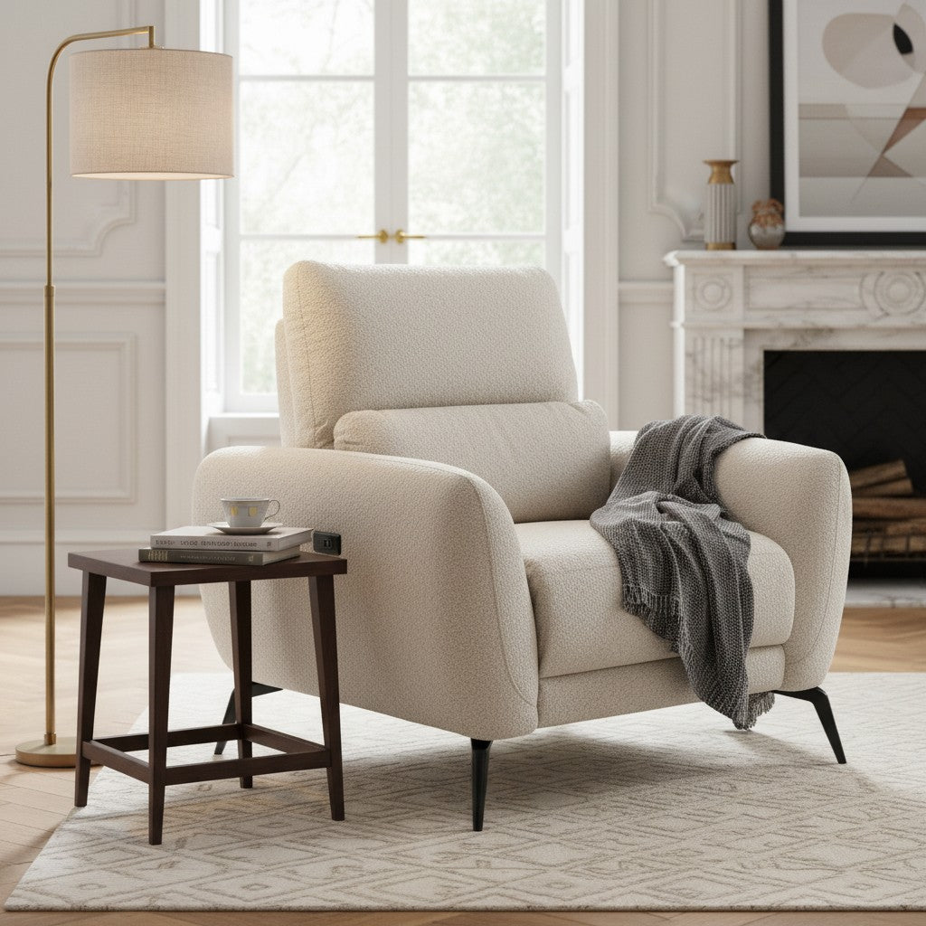 Sorrento Electric Recliner Beige Fabric Armchair
