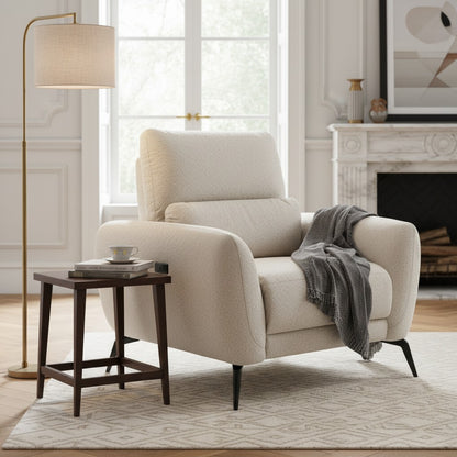 Sorrento Electric Recliner Beige Fabric Armchair