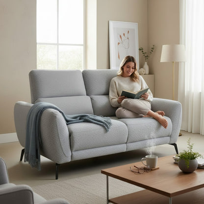 Sorrento Electric Recliner Grey Fabric 2 Seater Sofa