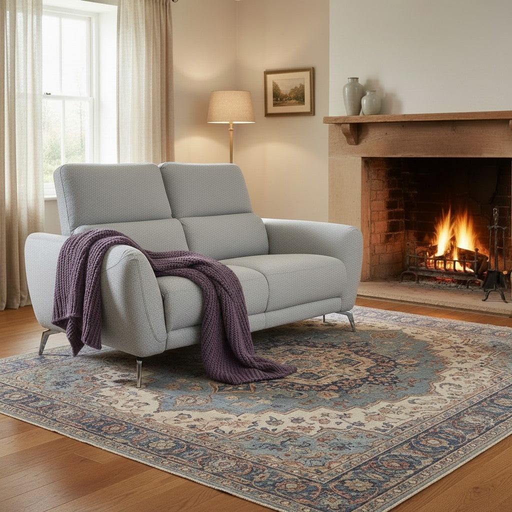 Sorrento Electric Recliner Grey Fabric 2 Seater Sofa