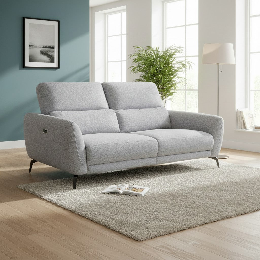 Sorrento Electric Recliner Grey Fabric 3 Seater Sofa