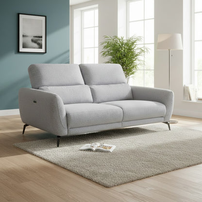 Sorrento Electric Recliner Grey Fabric 3 Seater Sofa