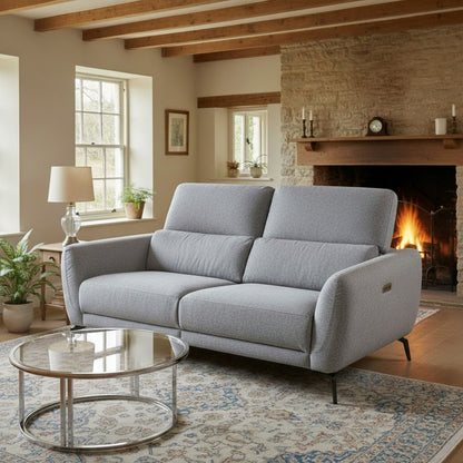 Sorrento Electric Recliner Grey Fabric 3 Seater Sofa
